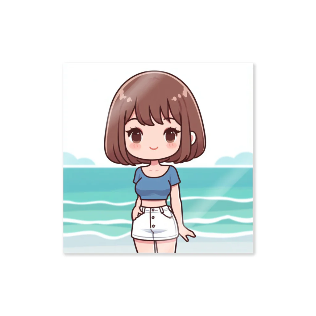 ワンダーワールド・ワンストップの海辺のかわいい女の子③ Sticker