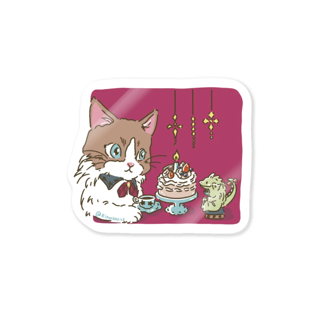 猫のきぬくんのお店の素敵な夜 Sticker