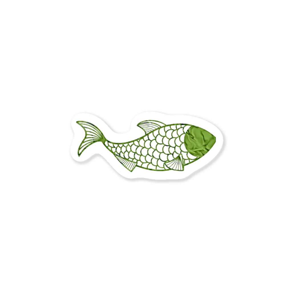 mumusの魚　green ステッカー