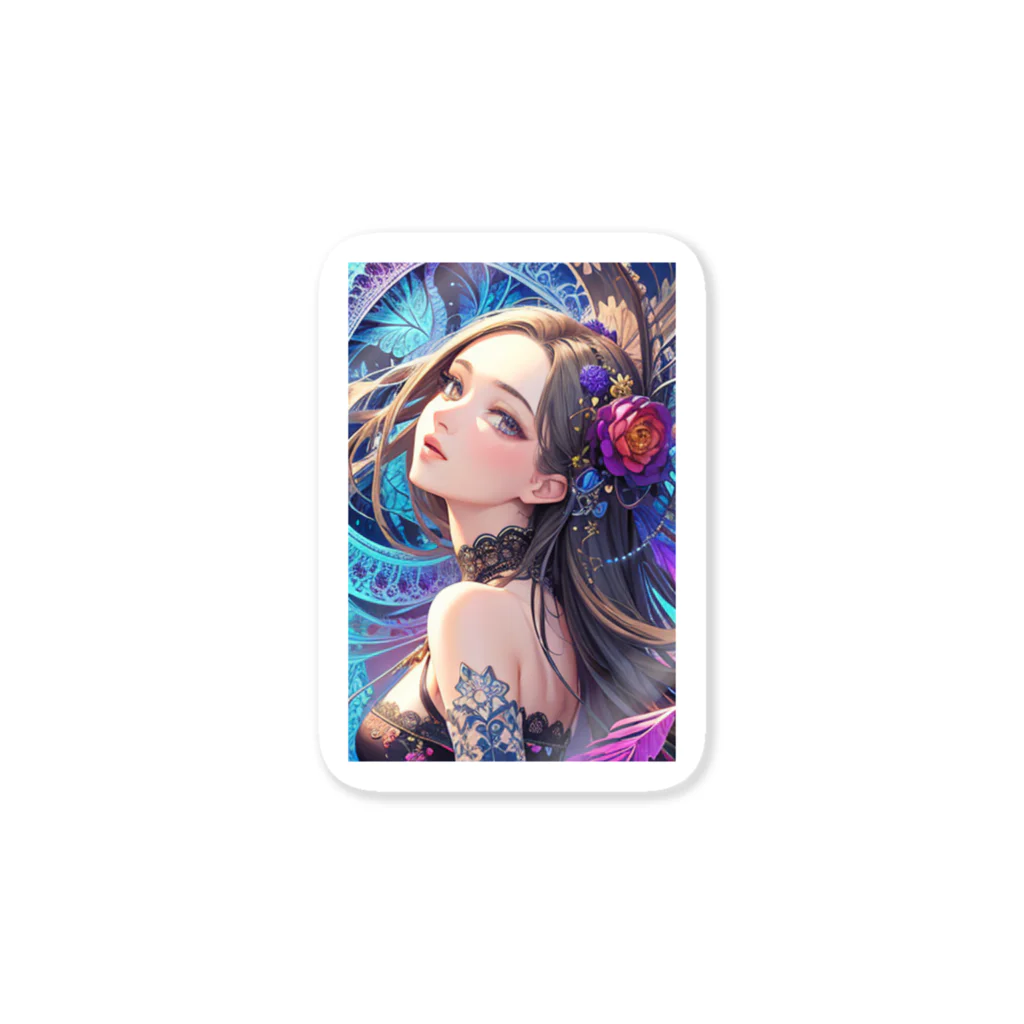 Rapitesu_AI_officialの「花の中の美 - レースの少女」 Sticker