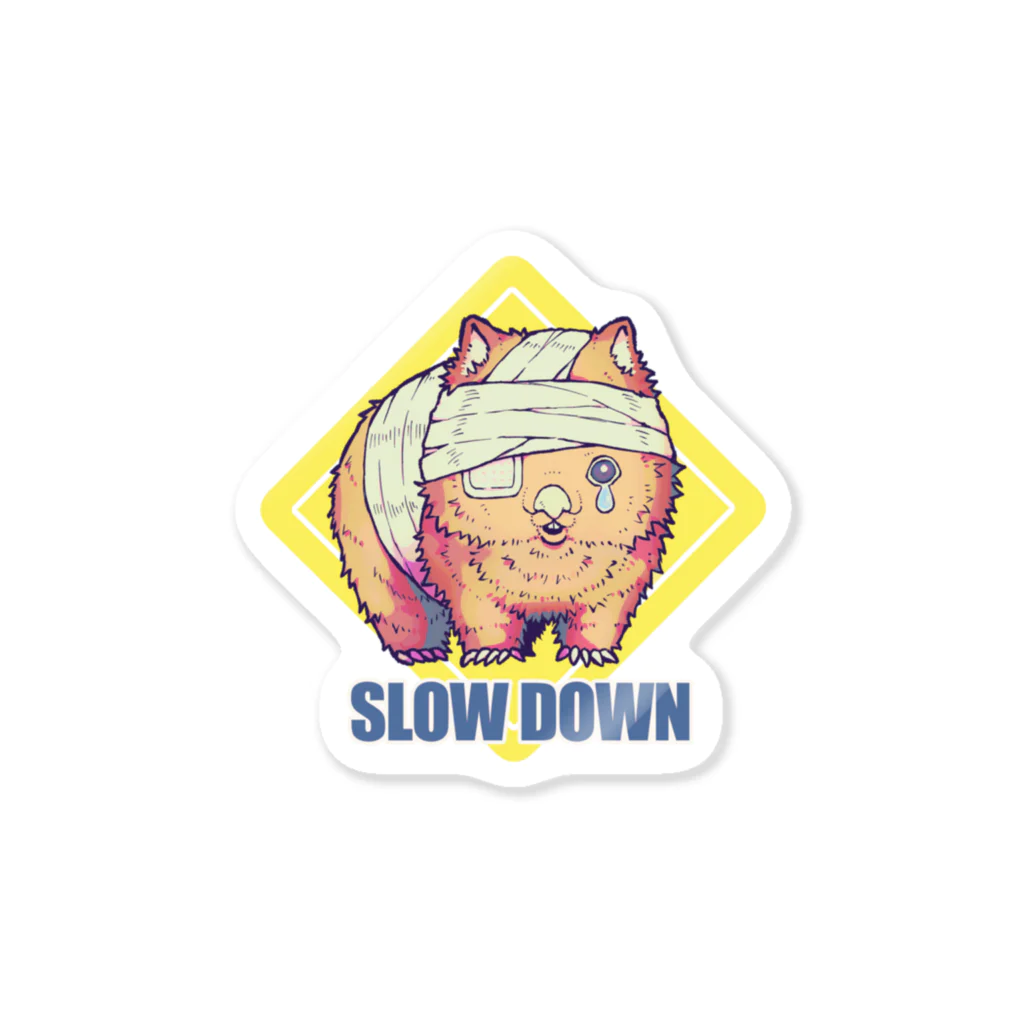 ナツの西瓜屋のSLOW DOWN イエロー ステッカー