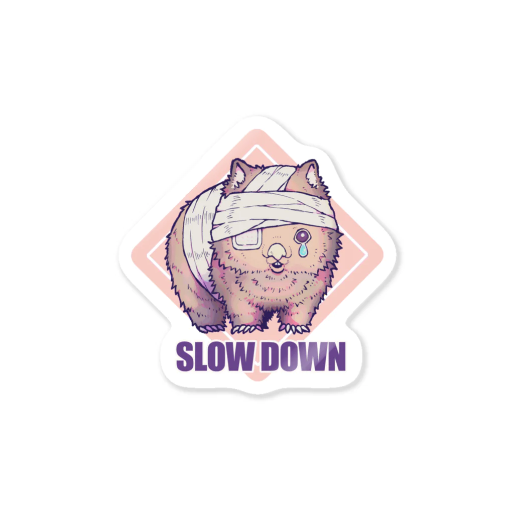 ナツの西瓜屋のSLOW DOWN ピンク ステッカー