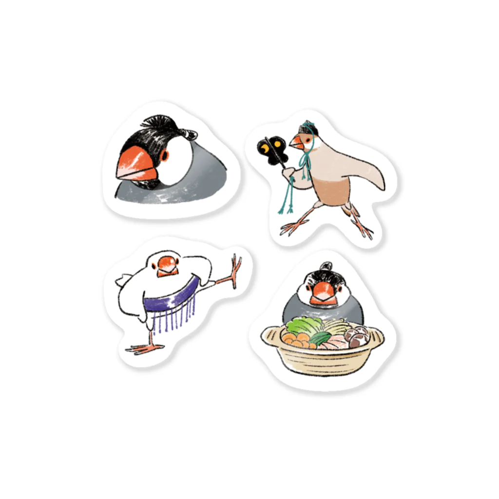 もしもしこちら文鳥のすもう文鳥スタンプステッカー2 Sticker