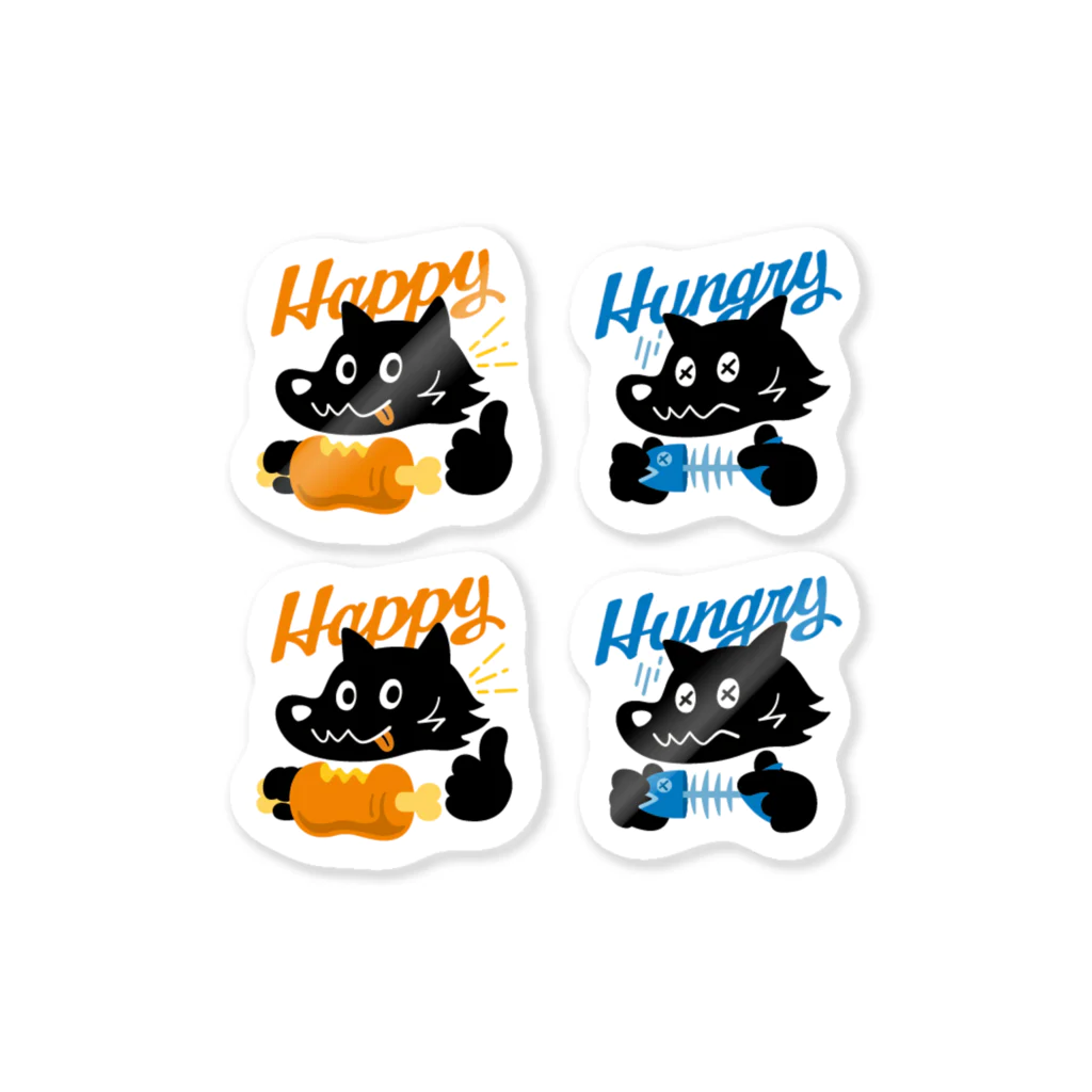 kocoon（コクーン）の満腹ハッピー犬と空腹ハングリー犬 Sticker