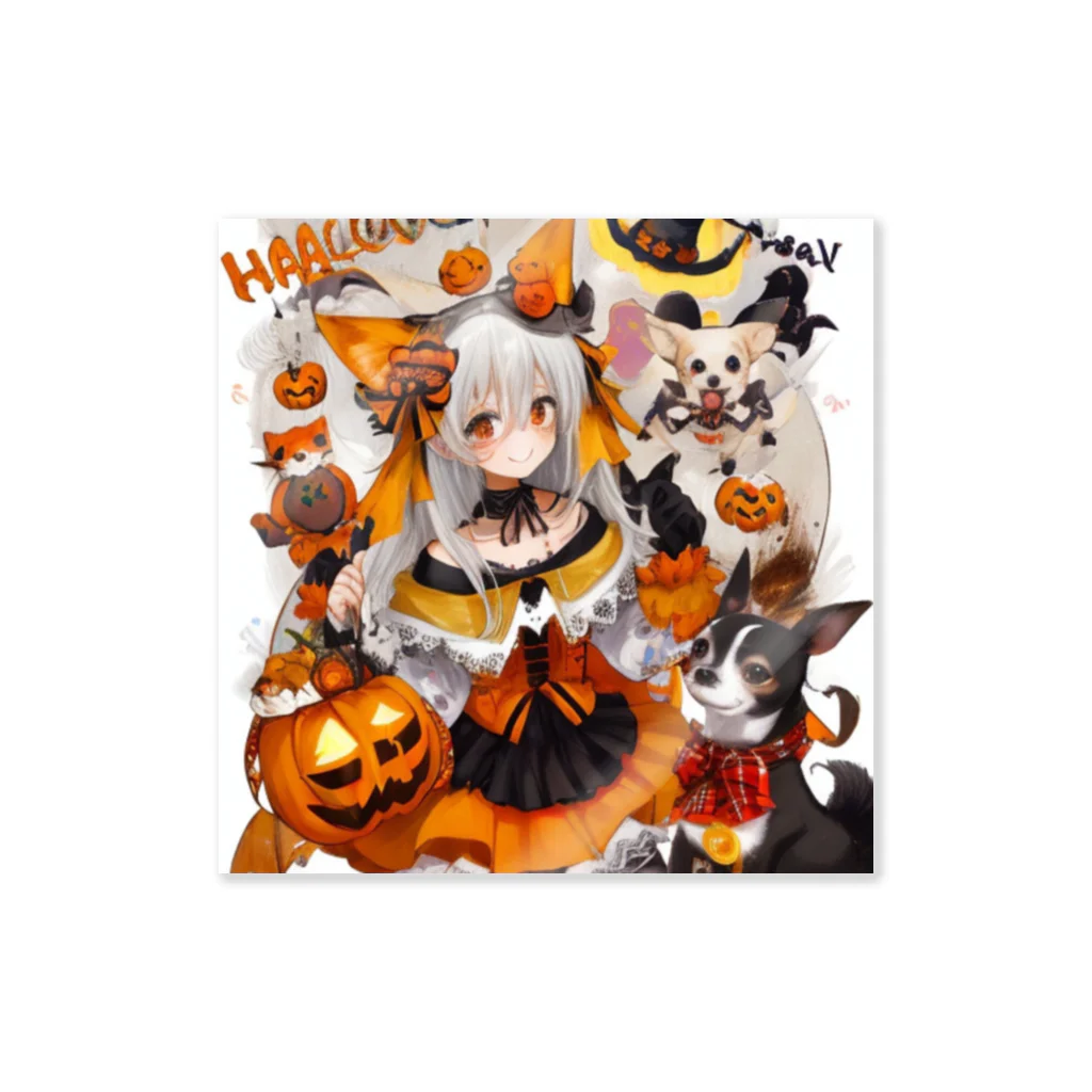 チワワ愛好家ショップの魔法のハロウィン・チワワと魔女の魔術 Sticker