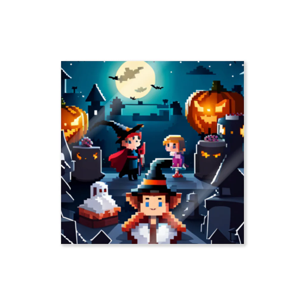 umakoiのハロウィンの仮装パーティーのドット絵 ステッカー