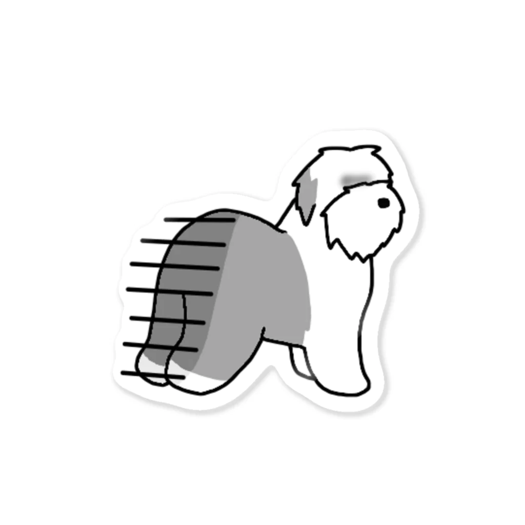 Cute mascot dogsのBack style Old English Sheepdog ステッカー