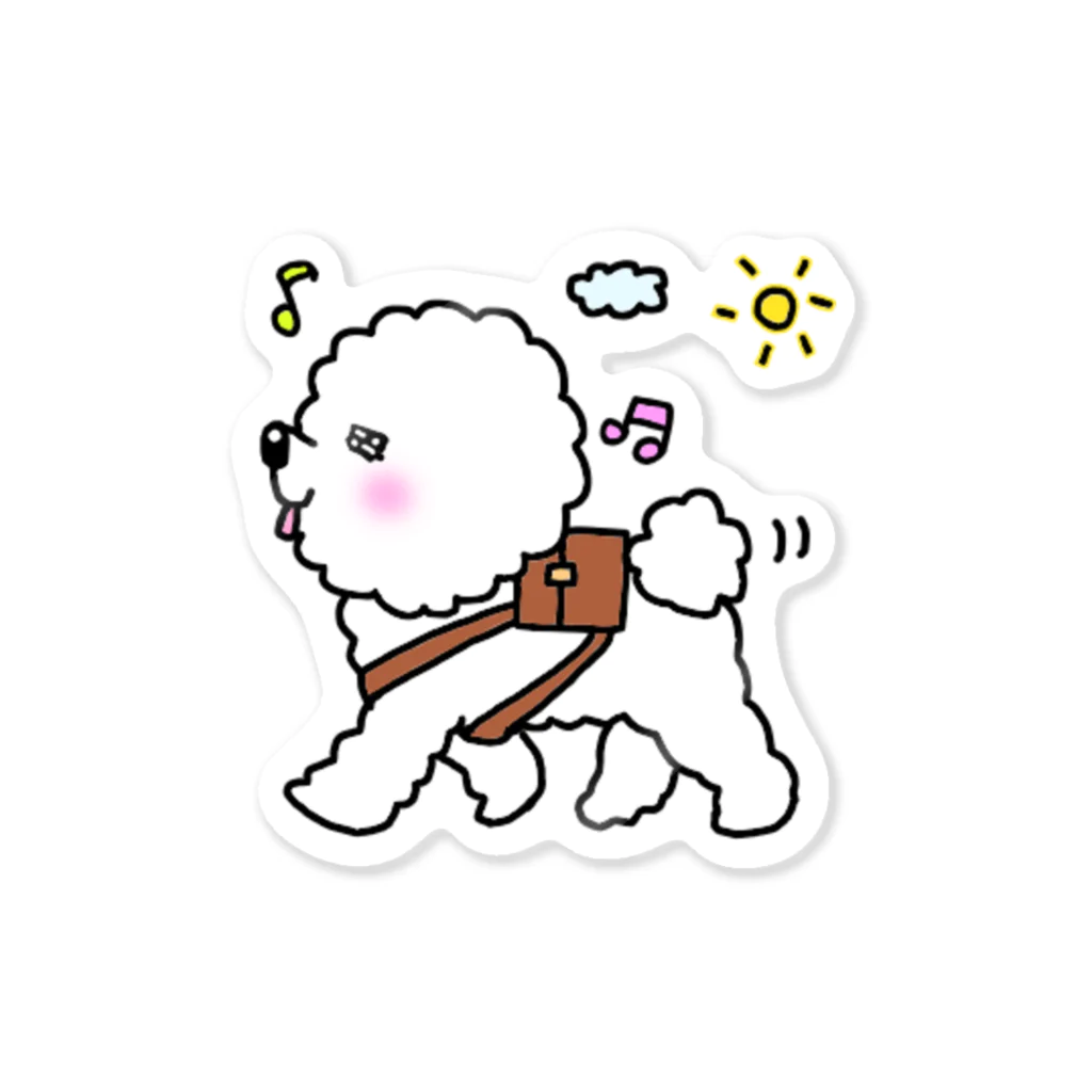 Cute mascot dogsのTake a walk Bichon Frise Sticker