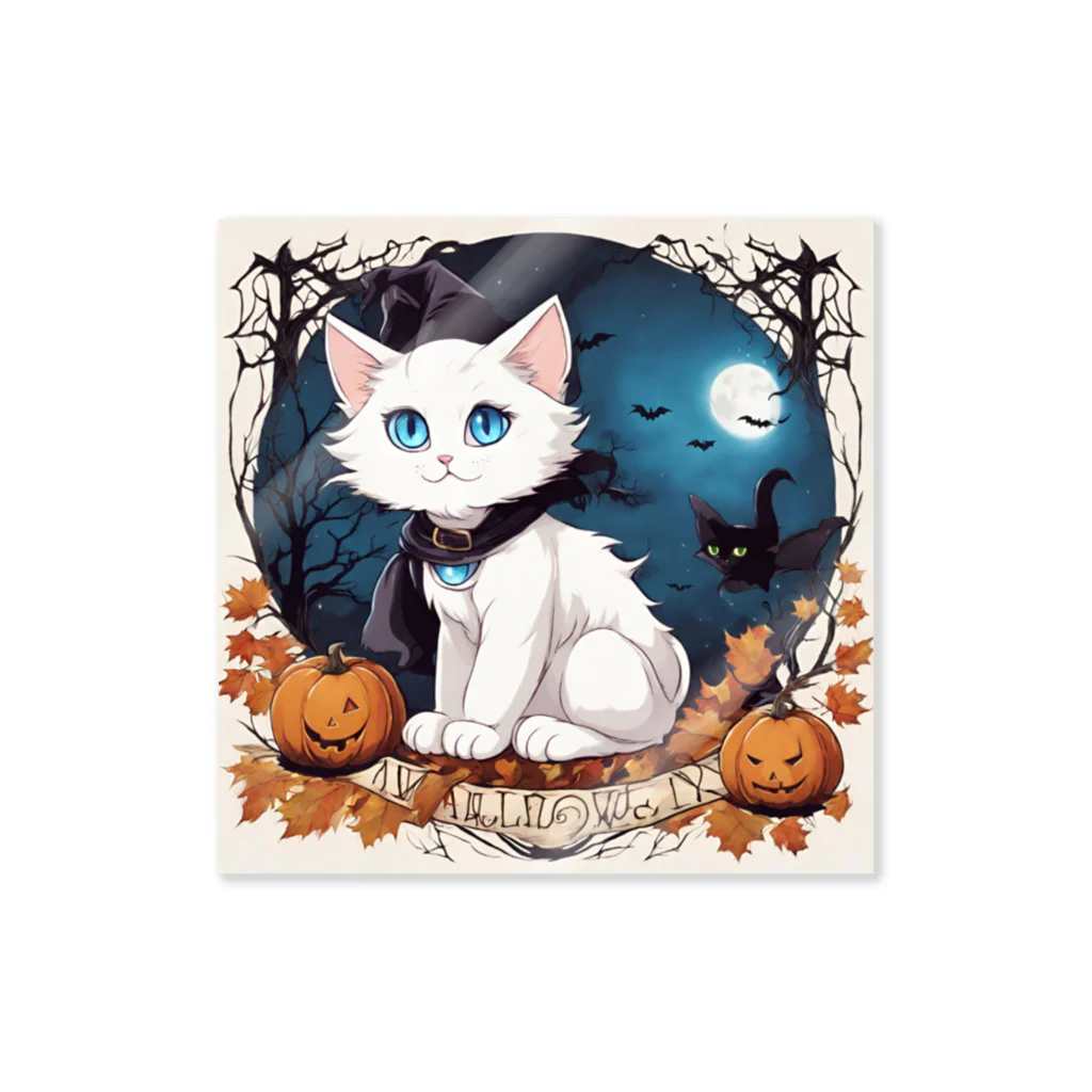 yoiyononakaのハロウィンの白猫08 Sticker