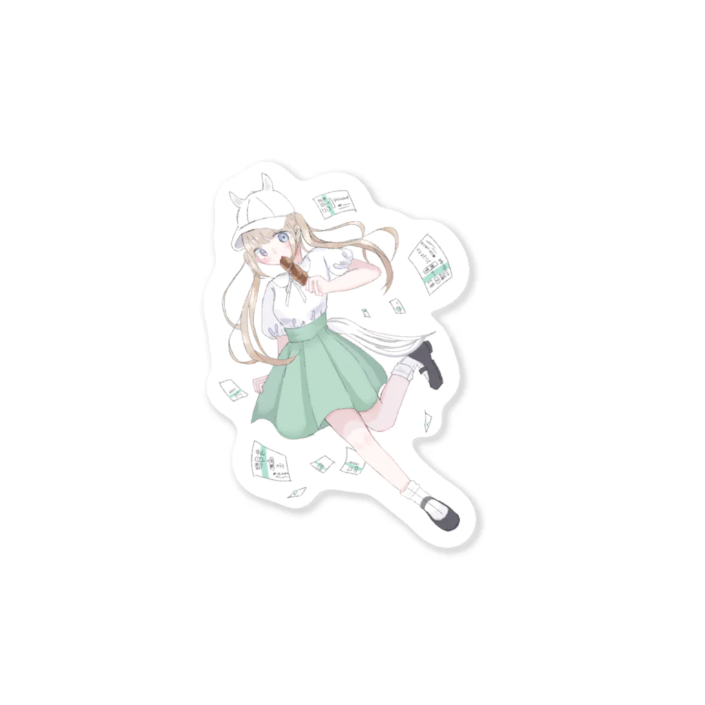 咲耶の白毛うまみみ帽子の女の子 Sticker