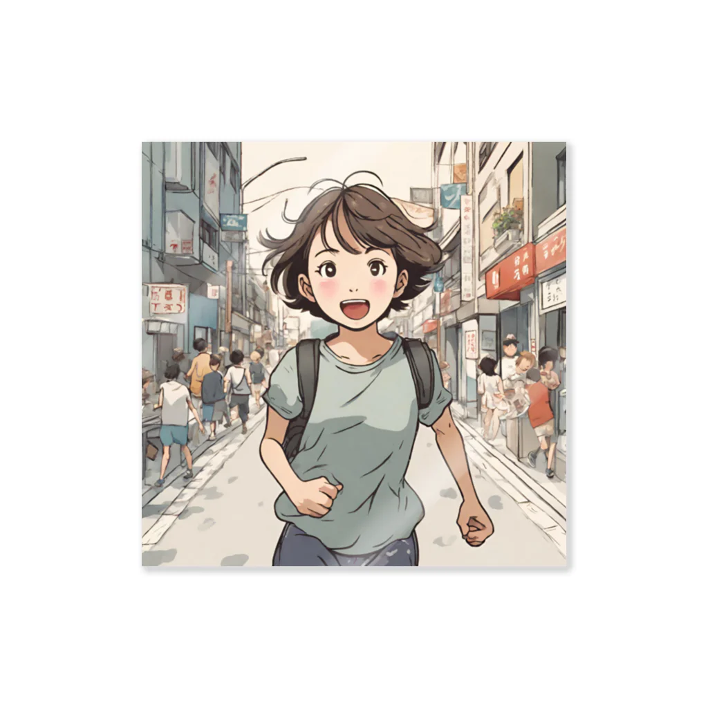 底辺の底辺好きな事を気ままに…。の走る元気な女の子 Sticker