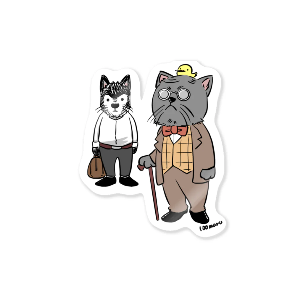 100maruのねこ百センセーといぬ山系くん Sticker