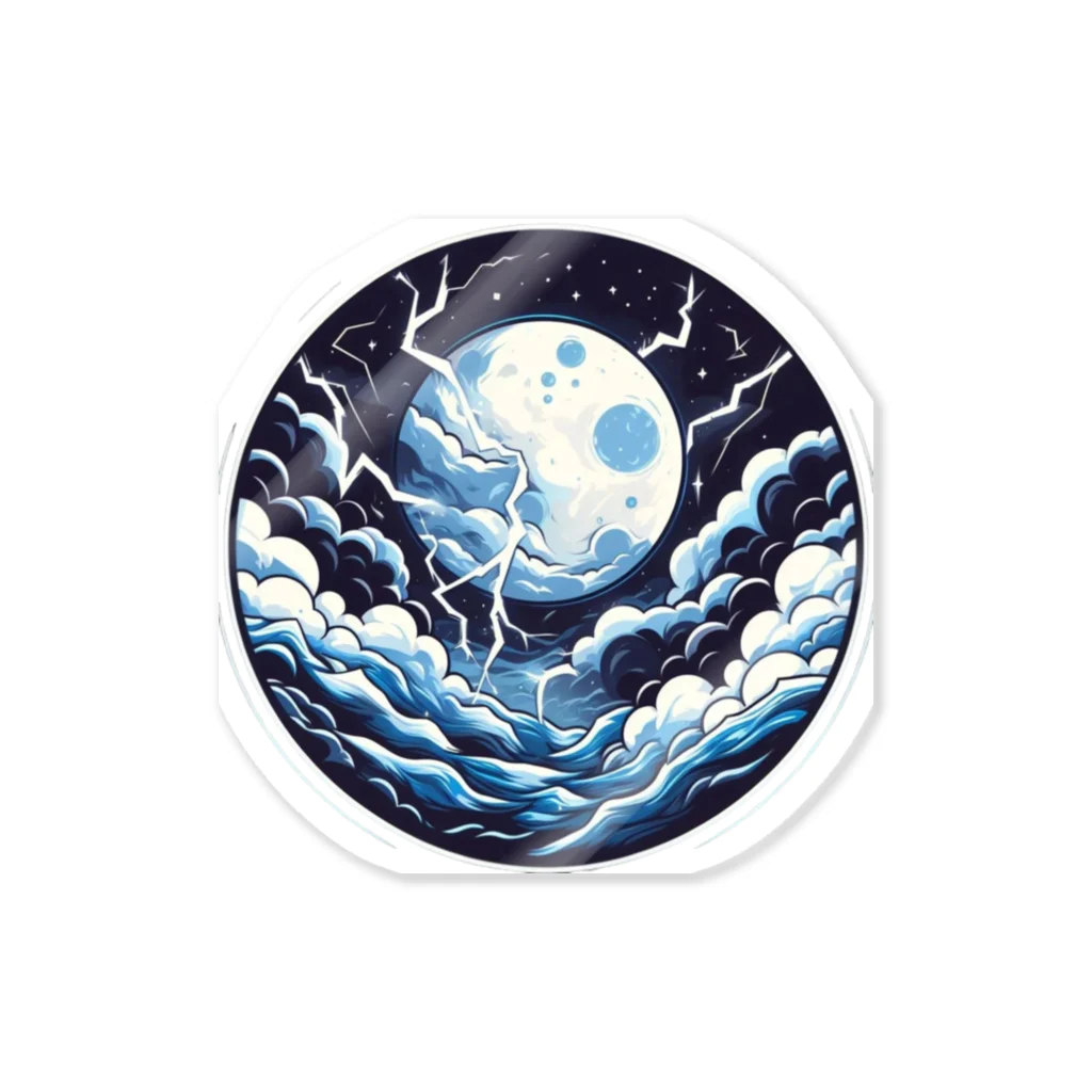 HMTの雷鳴と月「thunder and moon」 Sticker