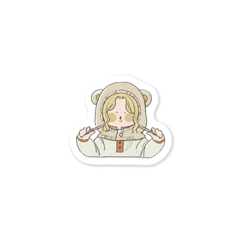 なんこつ。のくまさん帽子girl Sticker