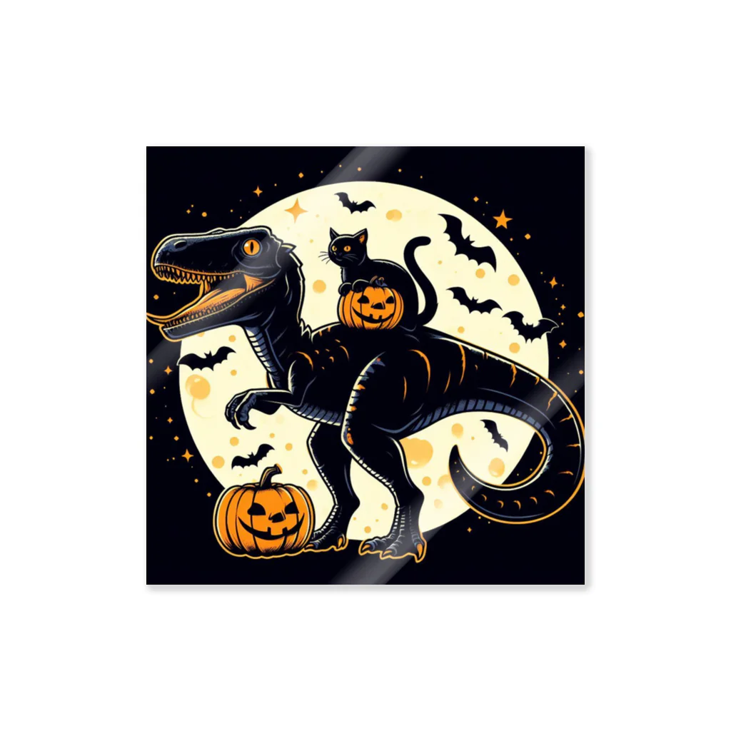 スウィッチボックスの黒猫と黒恐竜のハロウィン Sticker