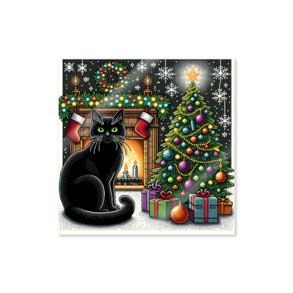 kurone🐈‍⬛の【ドットアート】黒猫のクリスマス🐈‍⬛🎄🎁 Sticker