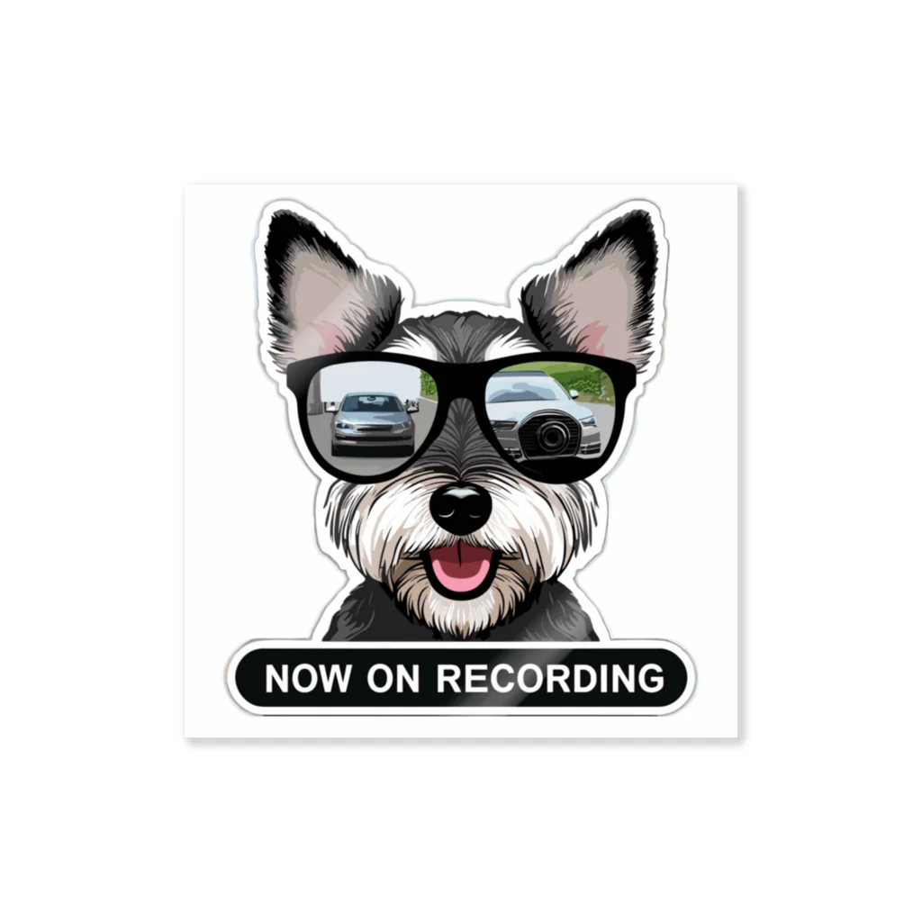 サングラス犬 sunglasses dogs【 monographic 】のドラレコ用サングラス犬【ミニチュアシュナウザー】 ステッカー