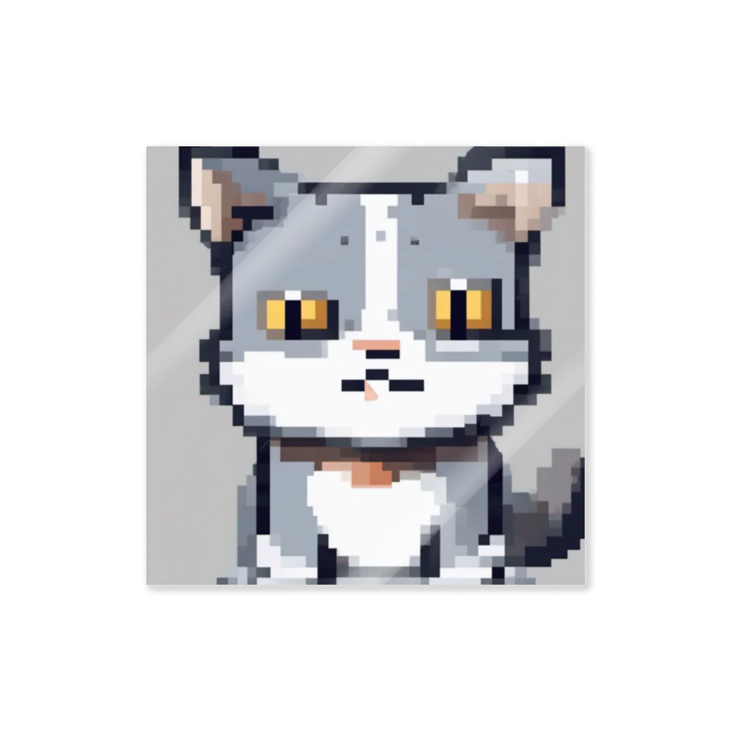 koba777のドット絵ハイイロネコ ステッカー