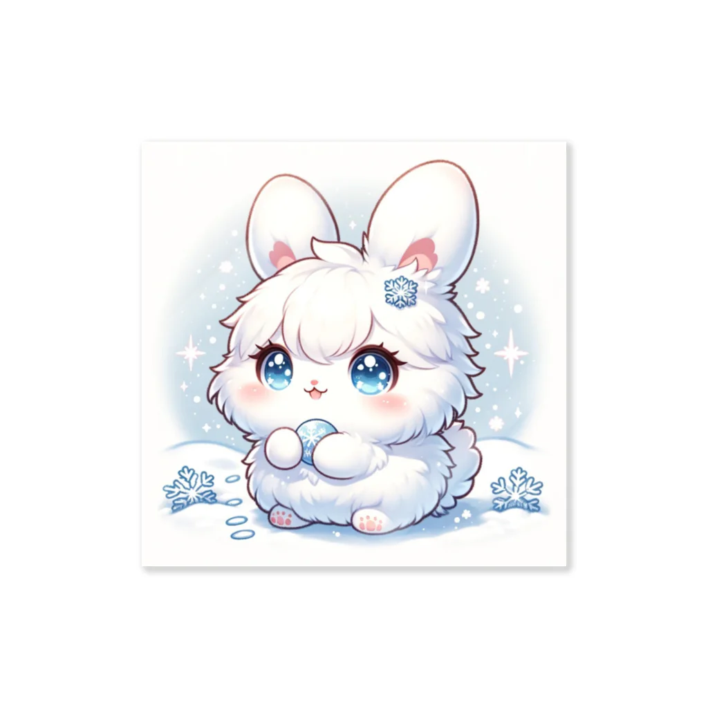 YamaCraft Creationsのふんわり雪うさぎちゃん Sticker