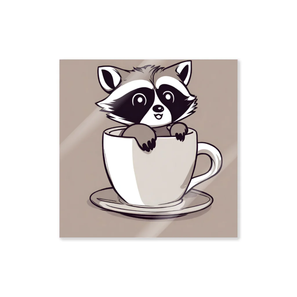 wanko_5のコーヒーカップのアライグマくん Sticker