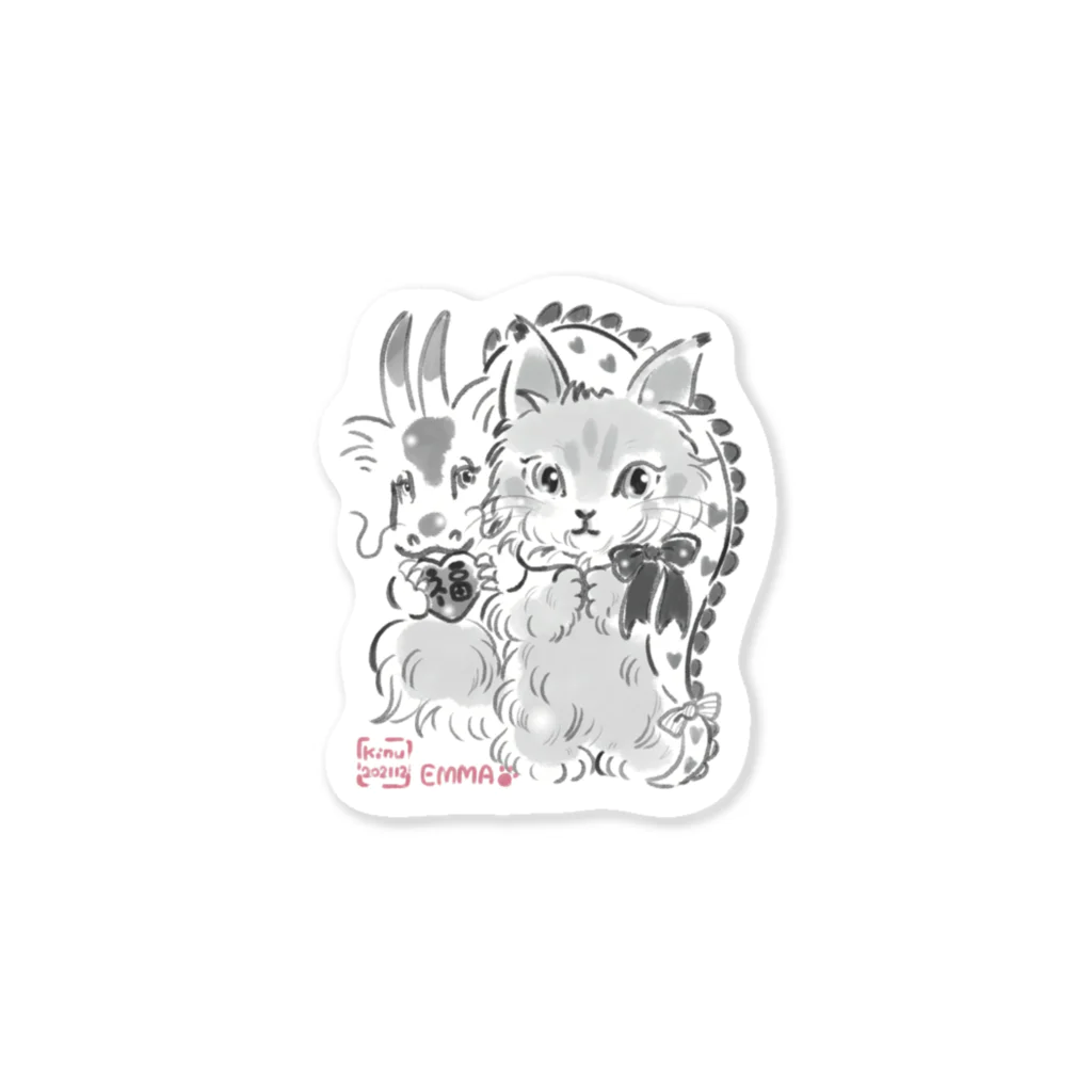 猫のきぬくんのお店の干支EMMA ステッカー Sticker