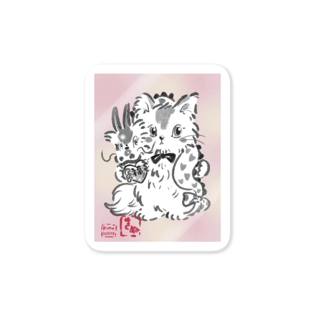 猫のきぬくんのお店の干支ステッカー　店長のきぬくん Sticker