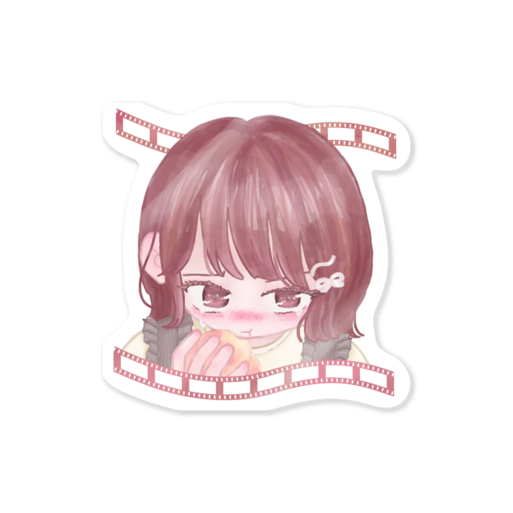 ど2ヶの一人で桃食べる女の子 Sticker