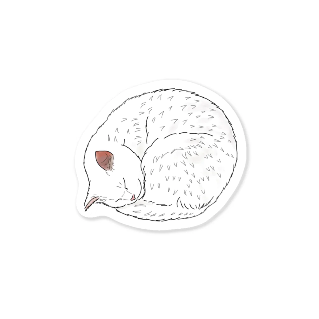 小鳥と映画館の白猫のニャンモナイト Sticker
