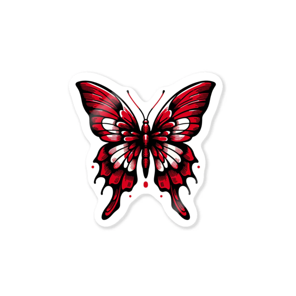 浮世虫-UkiyoBugの紅絵巧芸―紅浮世絵バタフライステッカー ステッカー
