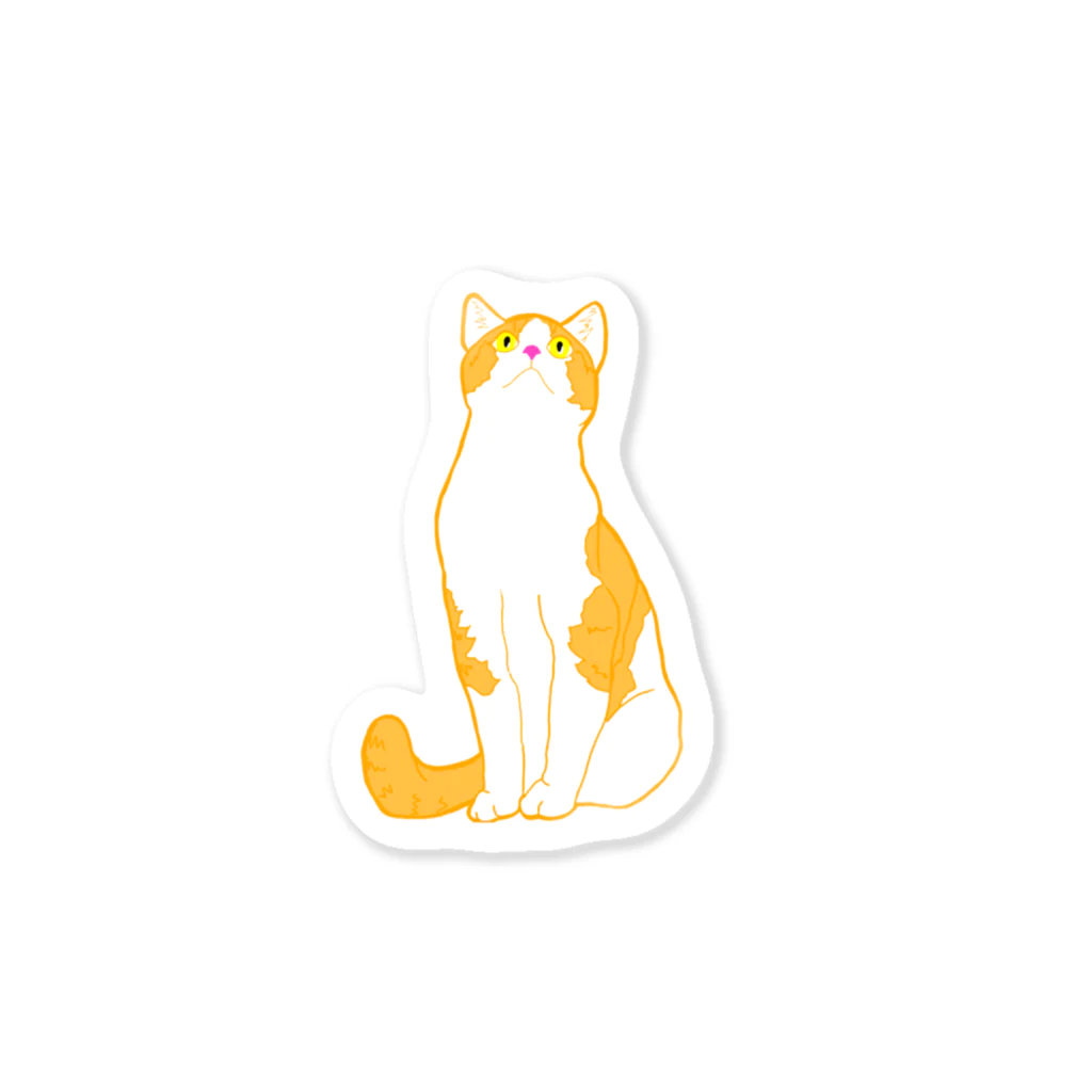 うちのねこの茶白猫　上が気になる Sticker