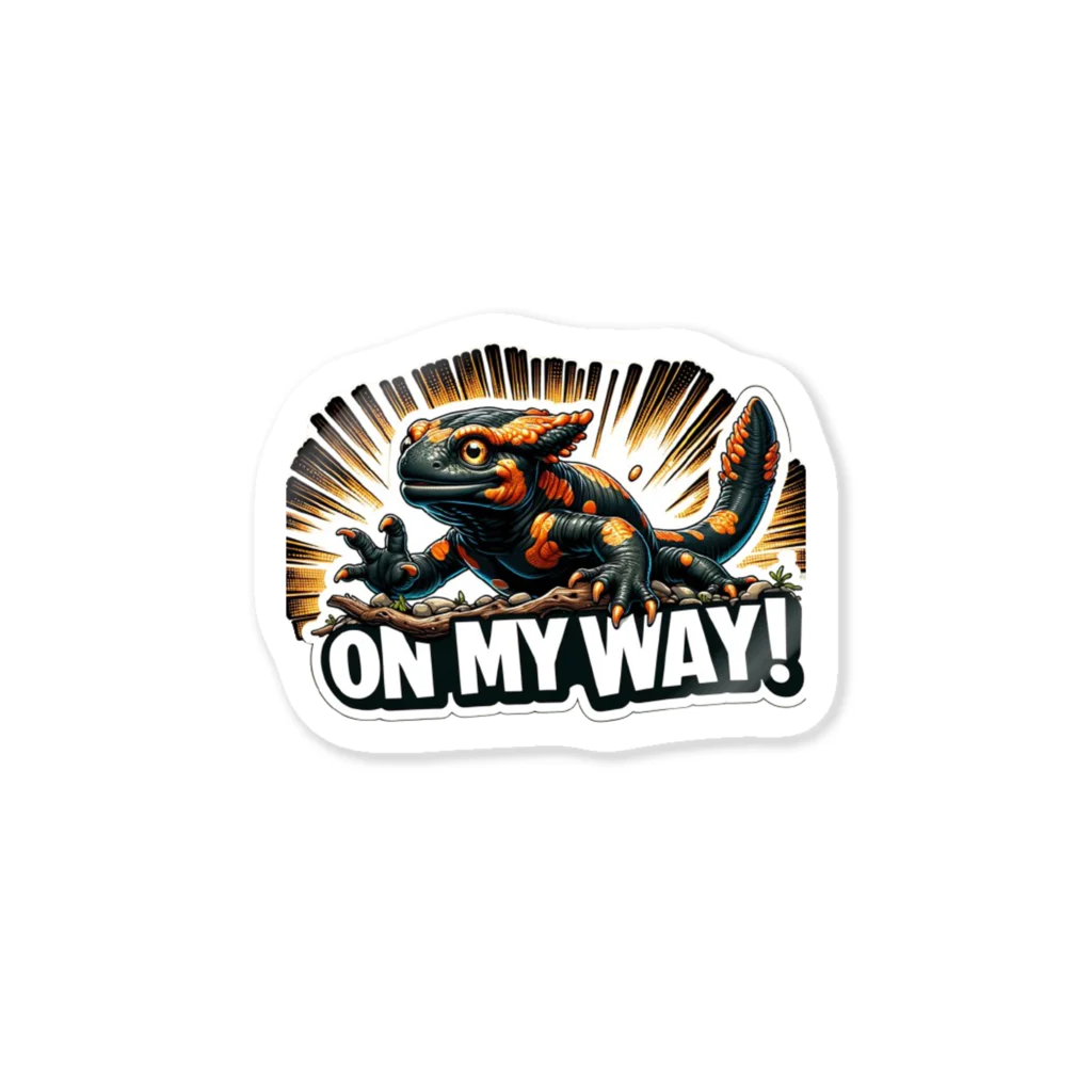 Baby_of_Gorillaのファイヤーサラマンダー”On My Way !” ステッカー