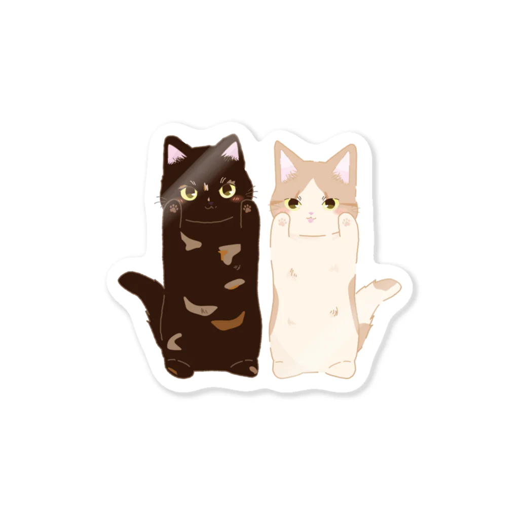 no_zomiの茶白ちゃんとサビ猫ちゃん Sticker