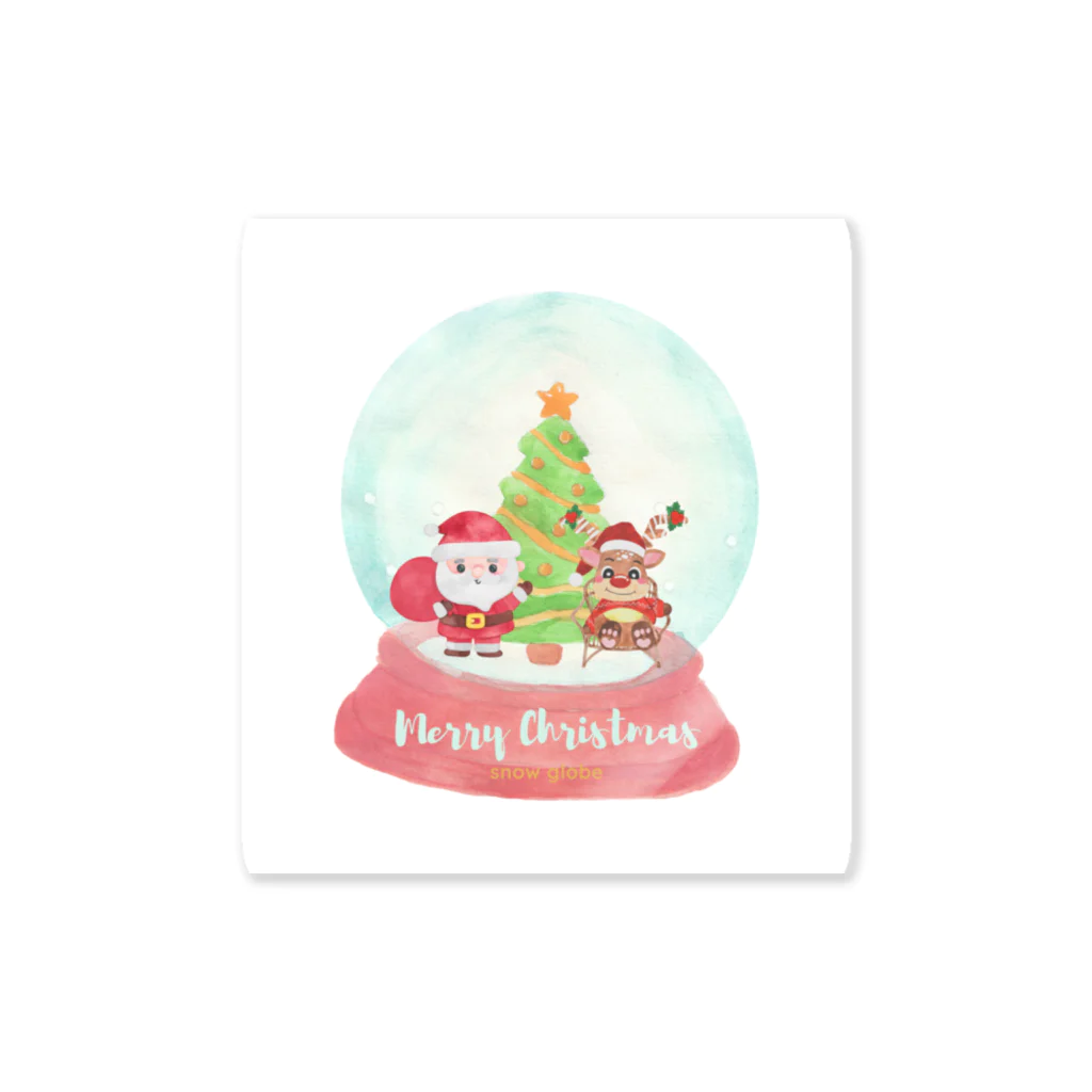 GLOBEのトナカイとサンタクロースのクリスマススノードーム Sticker