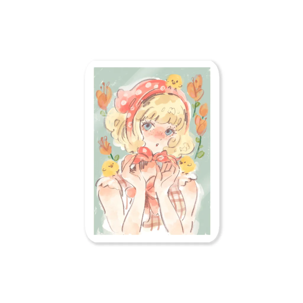 りんごあめのひよこちゃんと女の子🐥 Sticker