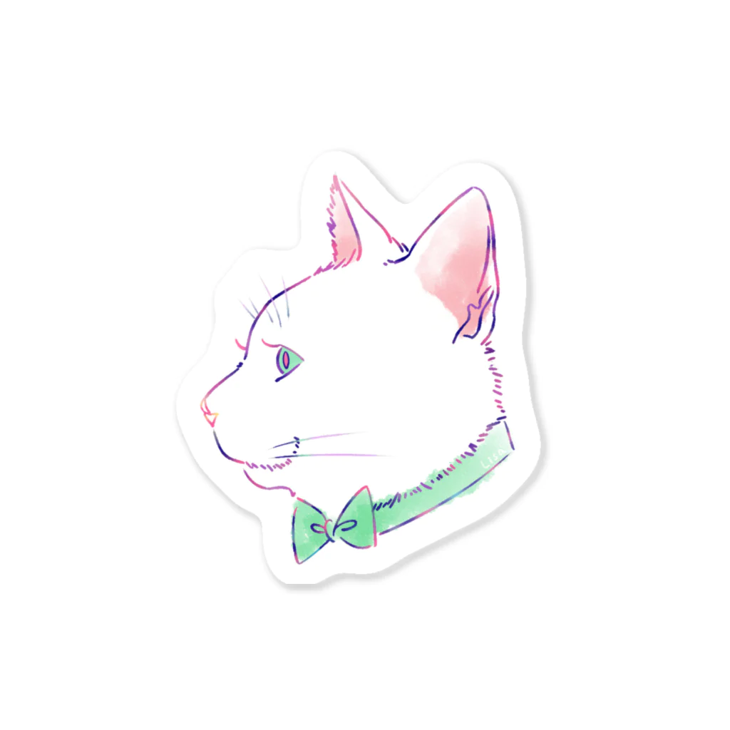 lisatanのWhite cat Sticker