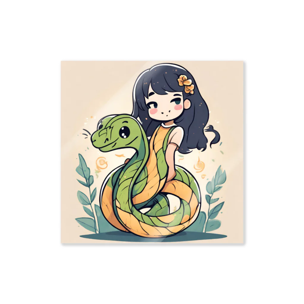 the blue seasonの仲良しの春風：少女と蛇の物語 Sticker