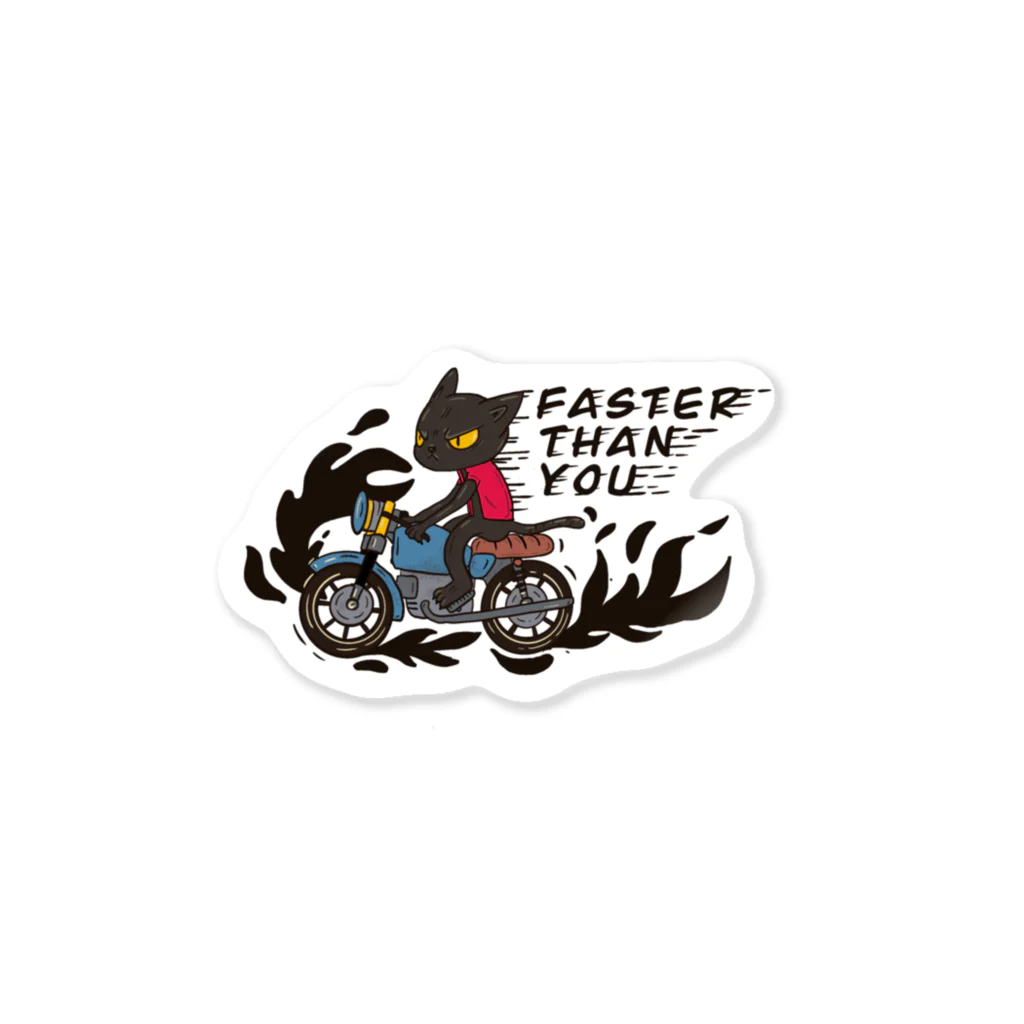 77Artcoのcafe racer cat Sticker