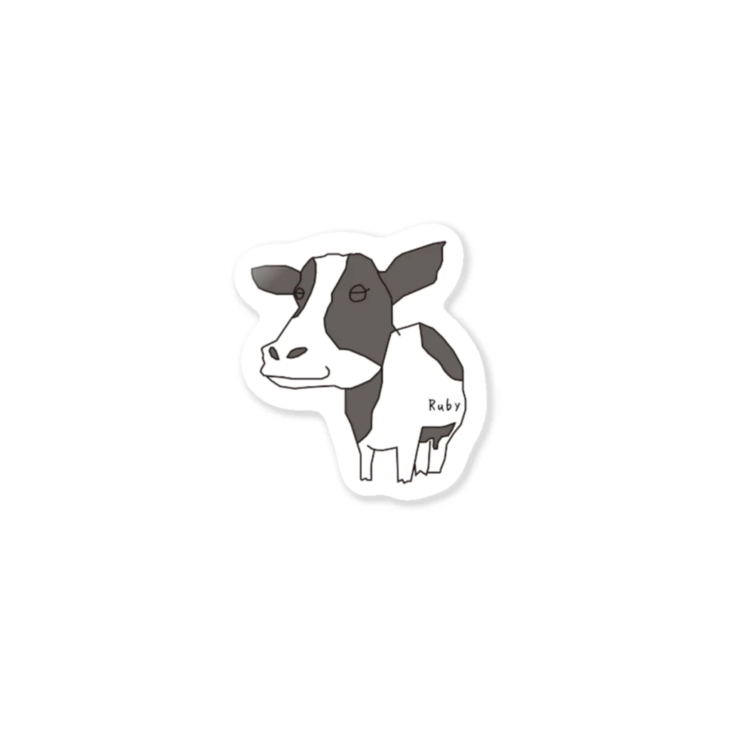 牛グッズ屋さんRubyのRubyホルスタイン牛さんロゴ Sticker