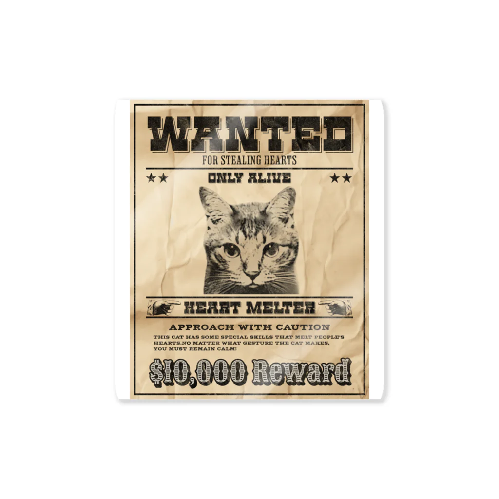 野良猫は星空の夢を見るのWANTED ハート泥棒（舌をだす猫） Sticker