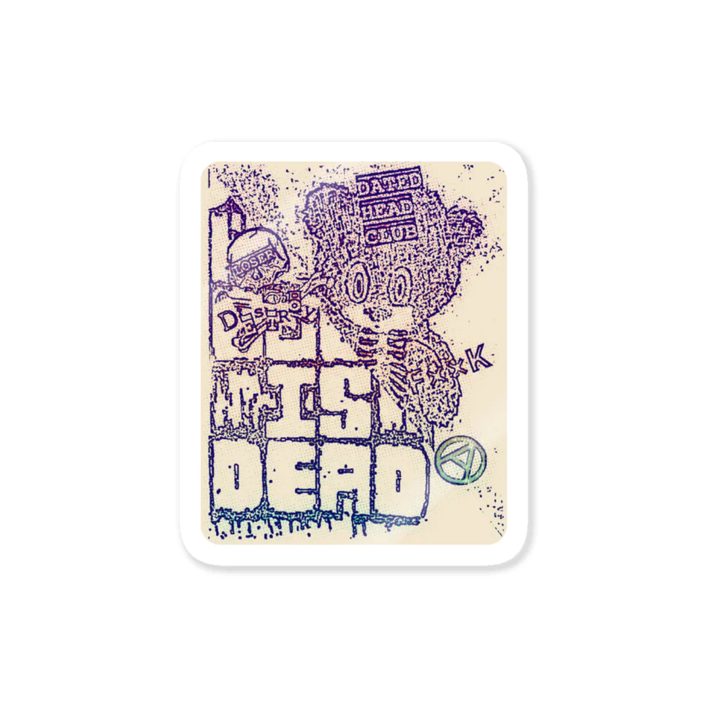 DATED HEAD CLUBのDATEDHEADCLUB is DEAD💀ネガティブしーる。ブルー。 Sticker