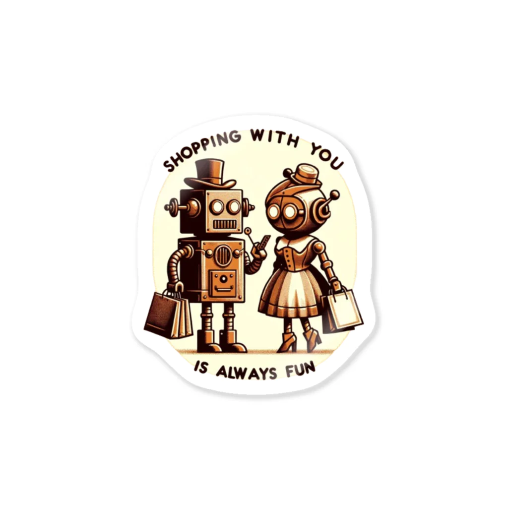 スチームボッツライフのロボット夫婦の買い物 Sticker