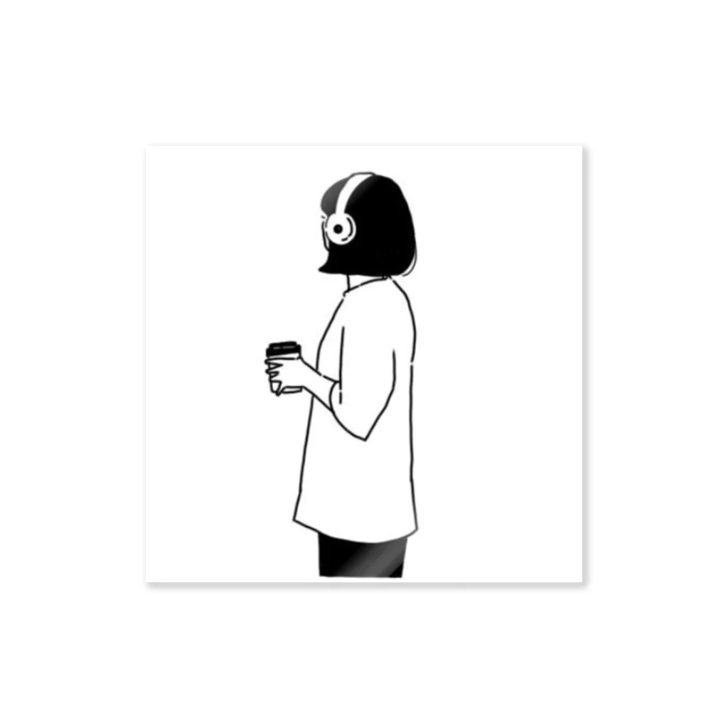 Ameri SHOP…🎧のヘッドホン女子（コーヒー） Sticker