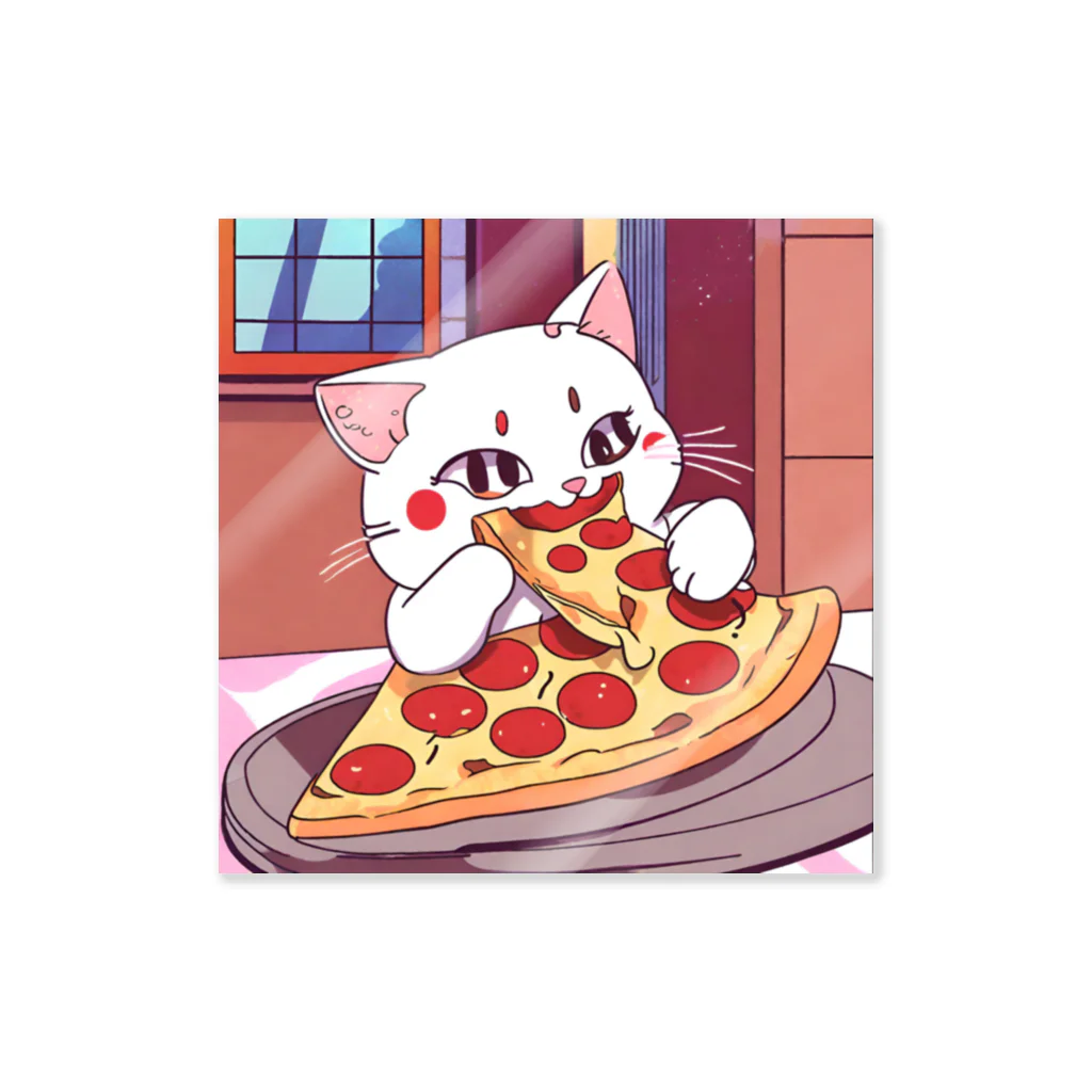 桜猫店-sakuraneko-の食いしん坊猫ちゃん（ピザ） Sticker