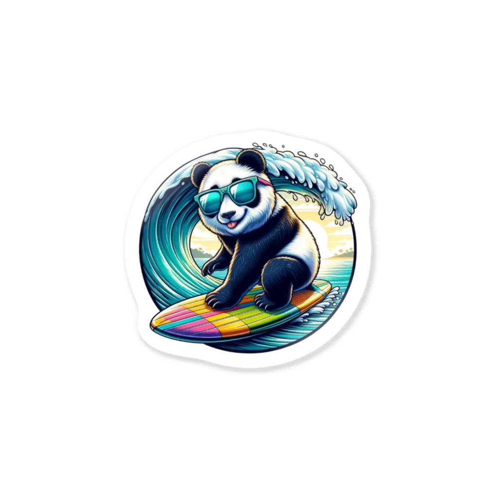 かいわれパンダの世界のBlue SHORELINE サーフパンダ Sticker