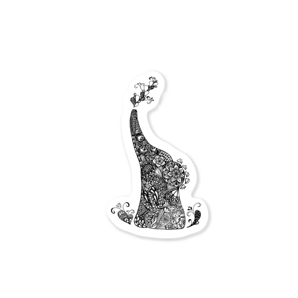 くじらの詩の水浴びするぞうステッカー Sticker