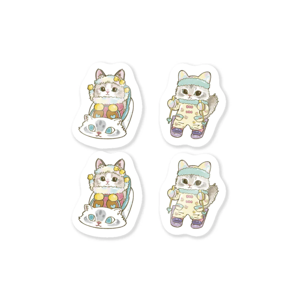 猫のきぬくんのお店のミラちゃんとういちゃんのステッカー Sticker