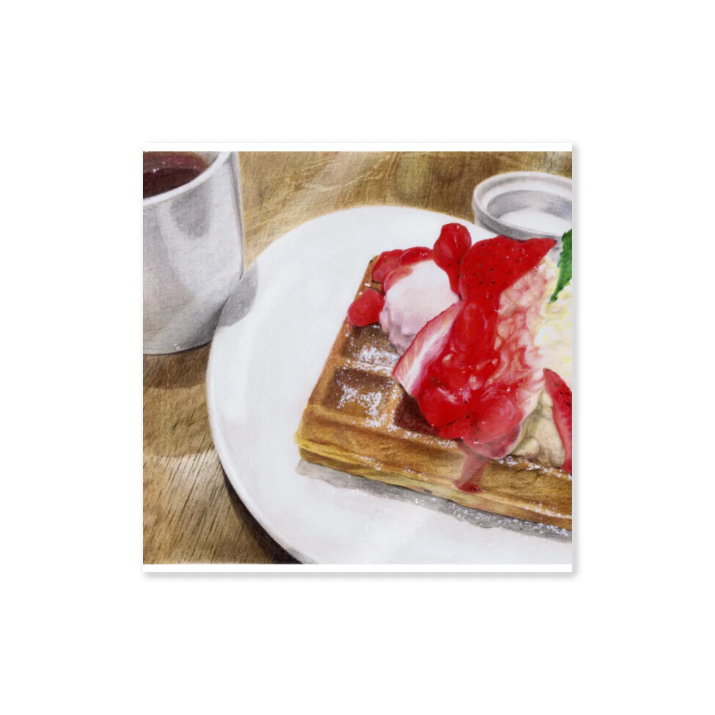 Mutsumi T shopのStrawberry waffle  Sticker