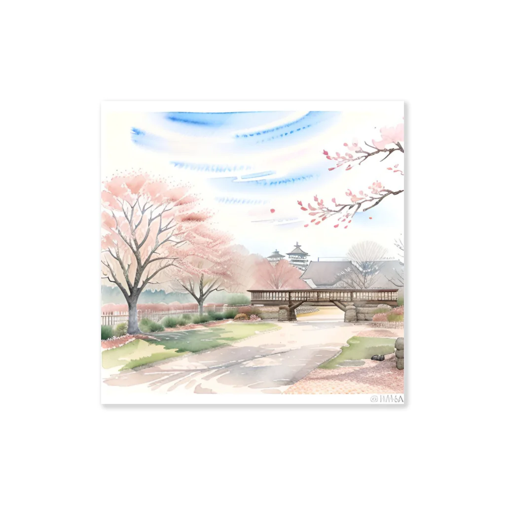 あかいはちの春の桜満開 Sticker