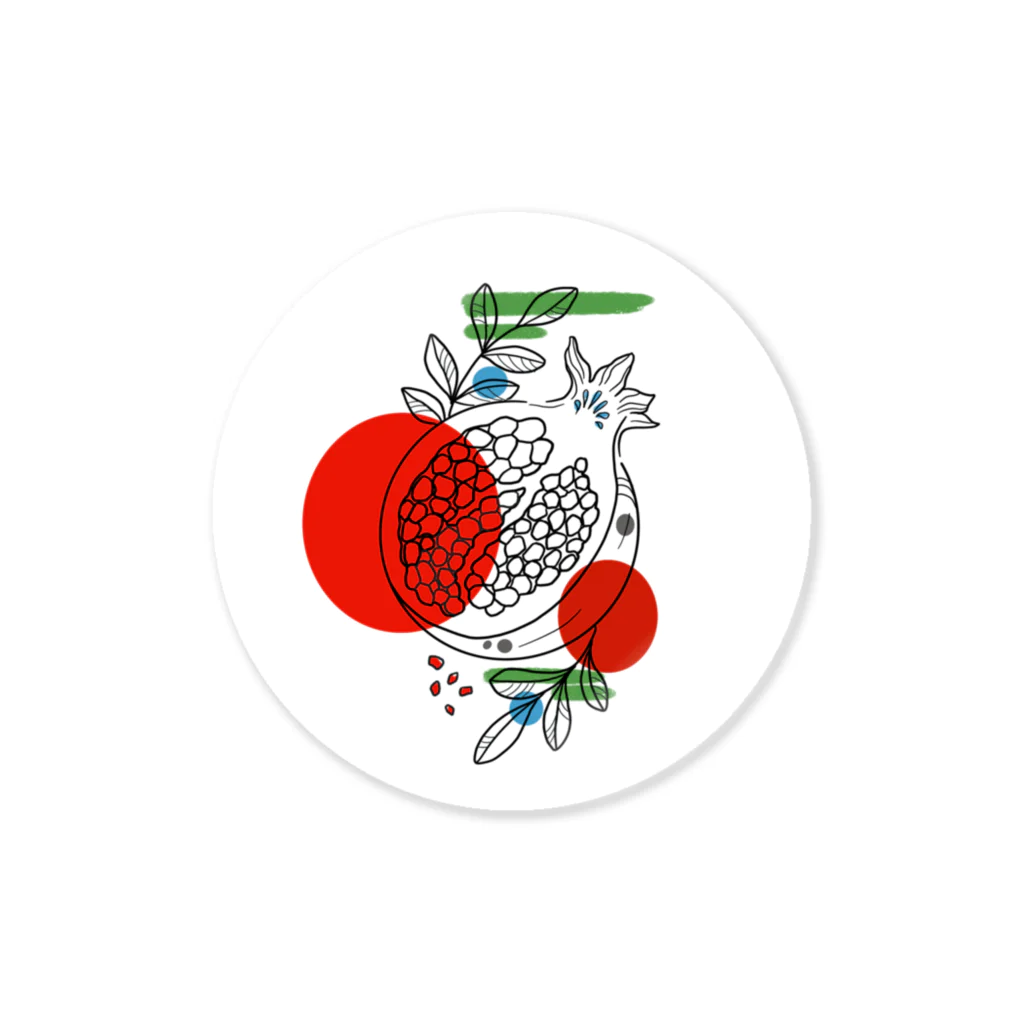 楽描き屋さんのPomegranate Circle Sticker