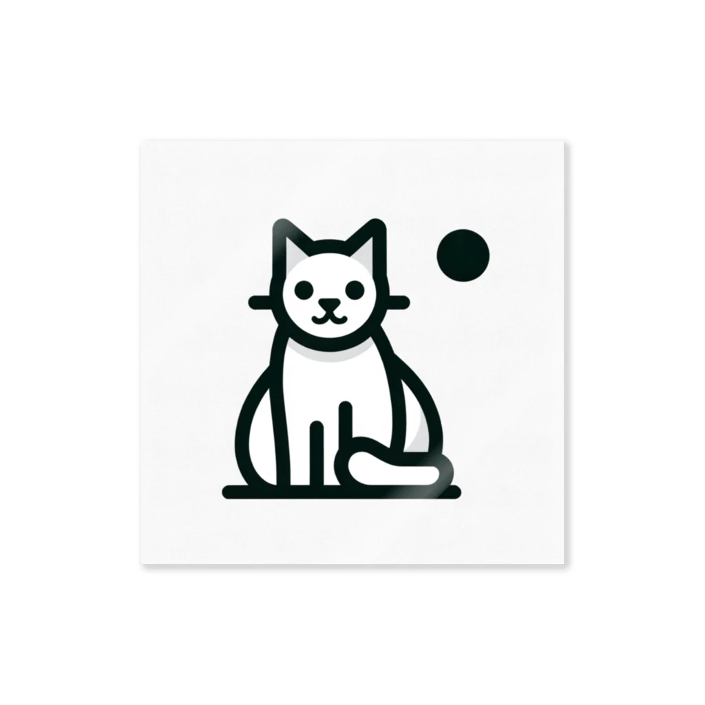 hikoの店のこの魅力的なモノクロキャットイラストは、猫好きの皆さんにぴったりです！ Sticker